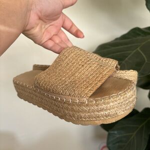 Tan Woven Platform Sandals